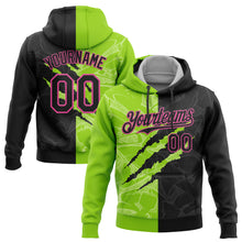 Laden Sie das Bild in den Galerie-Viewer, Custom Stitched Graffiti Pattern Black Neon Green-Pink 3D Scratch Sports Pullover Sweatshirt Hoodie
