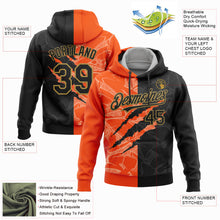 Laden Sie das Bild in den Galerie-Viewer, Custom Stitched Graffiti Pattern Black Orange-Old Gold 3D Scratch Sports Pullover Sweatshirt Hoodie
