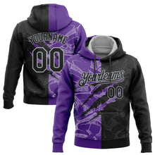 Загрузить изображение в средство просмотра галереи, Custom Stitched Graffiti Pattern Black Purple-Gray 3D Scratch Sports Pullover Sweatshirt Hoodie
