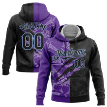 Загрузить изображение в средство просмотра галереи, Custom Stitched Graffiti Pattern Black Purple-Light Blue 3D Scratch Sports Pullover Sweatshirt Hoodie
