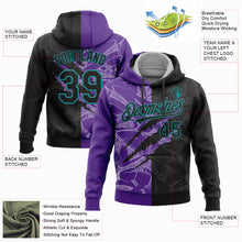 Загрузить изображение в средство просмотра галереи, Custom Stitched Graffiti Pattern Black Purple-Teal 3D Scratch Sports Pullover Sweatshirt Hoodie
