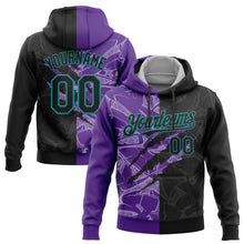 Загрузить изображение в средство просмотра галереи, Custom Stitched Graffiti Pattern Black Purple-Teal 3D Scratch Sports Pullover Sweatshirt Hoodie
