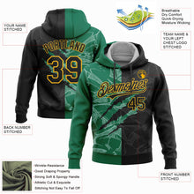 Laden Sie das Bild in den Galerie-Viewer, Custom Stitched Graffiti Pattern Black Kelly Green-Gold 3D Scratch Sports Pullover Sweatshirt Hoodie
