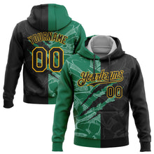 Laden Sie das Bild in den Galerie-Viewer, Custom Stitched Graffiti Pattern Black Kelly Green-Gold 3D Scratch Sports Pullover Sweatshirt Hoodie
