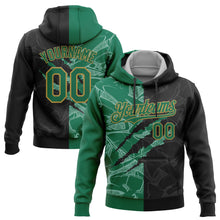 Загрузить изображение в средство просмотра галереи, Custom Stitched Graffiti Pattern Black Kelly Green-Old Gold 3D Scratch Sports Pullover Sweatshirt Hoodie
