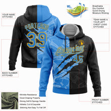 Загрузить изображение в средство просмотра галереи, Custom Stitched Graffiti Pattern Black Powder Blue-Gold 3D Scratch Sports Pullover Sweatshirt Hoodie
