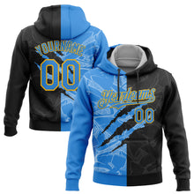 Загрузить изображение в средство просмотра галереи, Custom Stitched Graffiti Pattern Black Powder Blue-Gold 3D Scratch Sports Pullover Sweatshirt Hoodie
