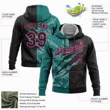 Laden Sie das Bild in den Galerie-Viewer, Custom Stitched Graffiti Pattern Black Teal-Pink 3D Scratch Sports Pullover Sweatshirt Hoodie
