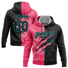 Загрузить изображение в средство просмотра галереи, Custom Stitched Graffiti Pattern Black Neon Pink-Teal 3D Scratch Sports Pullover Sweatshirt Hoodie
