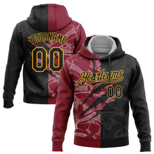 Загрузить изображение в средство просмотра галереи, Custom Stitched Graffiti Pattern Black Crimson-Gold 3D Scratch Sports Pullover Sweatshirt Hoodie
