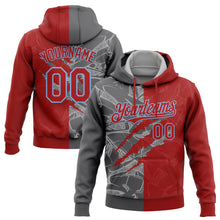 Загрузить изображение в средство просмотра галереи, Custom Stitched Graffiti Pattern Red Steel Gray-Light Blue 3D Scratch Sports Pullover Sweatshirt Hoodie
