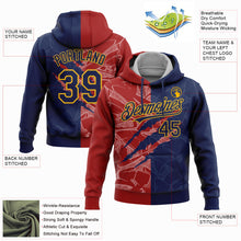 Laden Sie das Bild in den Galerie-Viewer, Custom Stitched Graffiti Pattern Navy Red-Gold 3D Scratch Sports Pullover Sweatshirt Hoodie
