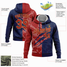 Загрузить изображение в средство просмотра галереи, Custom Stitched Graffiti Pattern Red Navy-Old Gold 3D Scratch Sports Pullover Sweatshirt Hoodie
