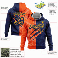 Charger l&#39;image dans la galerie, Custom Stitched Graffiti Pattern Navy Orange-Gold 3D Scratch Sports Pullover Sweatshirt Hoodie
