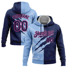 Загрузить изображение в средство просмотра галереи, Custom Stitched Graffiti Pattern Navy Light Blue-Pink 3D Scratch Sports Pullover Sweatshirt Hoodie
