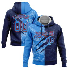 Загрузить изображение в средство просмотра галереи, Custom Stitched Graffiti Pattern Powder Blue Navy-Red 3D Scratch Sports Pullover Sweatshirt Hoodie
