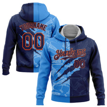 Загрузить изображение в средство просмотра галереи, Custom Stitched Graffiti Pattern Navy Powder Blue-Orange 3D Scratch Sports Pullover Sweatshirt Hoodie
