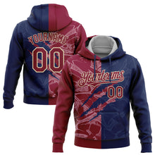 Загрузить изображение в средство просмотра галереи, Custom Stitched Graffiti Pattern Maroon Navy-City Cream 3D Scratch Sports Pullover Sweatshirt Hoodie
