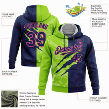 Загрузить изображение в средство просмотра галереи, Custom Stitched Graffiti Pattern Navy Neon Green-Pink 3D Scratch Sports Pullover Sweatshirt Hoodie
