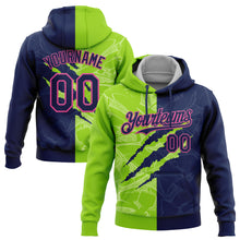 Загрузить изображение в средство просмотра галереи, Custom Stitched Graffiti Pattern Navy Neon Green-Pink 3D Scratch Sports Pullover Sweatshirt Hoodie
