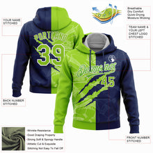 Загрузить изображение в средство просмотра галереи, Custom Stitched Graffiti Pattern Neon Green-Navy 3D Scratch Sports Pullover Sweatshirt Hoodie
