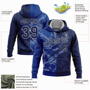 Custom Stitched Graffiti Pattern Navy Royal-Gray 3D Scratch Sports Pullover Sweatshirt Hoodie