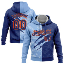 Загрузить изображение в средство просмотра галереи, Custom Stitched Graffiti Pattern Royal Light Blue-Orange 3D Scratch Sports Pullover Sweatshirt Hoodie
