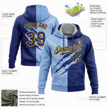 Загрузить изображение в средство просмотра галереи, Custom Stitched Graffiti Pattern Royal Light Blue-Gold 3D Scratch Sports Pullover Sweatshirt Hoodie
