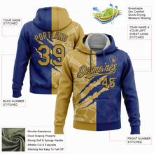 Загрузить изображение в средство просмотра галереи, Custom Stitched Graffiti Pattern Old Gold Royal-Black 3D Scratch Sports Pullover Sweatshirt Hoodie
