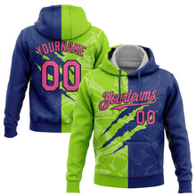 Load image into Gallery viewer, Custom Stitched Graffiti Pattern Pink Royal Neon Green-Black 3D Scratch Sports Pullover Sweatshirt Hoodie
