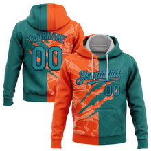 Load image into Gallery viewer, Custom Stitched Graffiti Pattern Teal Orange-Black 3D Scratch Sports Pullover Sweatshirt Hoodie
