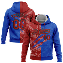 Load image into Gallery viewer, Custom Stitched Graffiti Pattern Red Thunder Blue-Black 3D Scratch Sports Pullover Sweatshirt Hoodie
