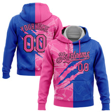 Load image into Gallery viewer, Custom Stitched Graffiti Pattern Pink Thunder Blue-Black 3D Scratch Sports Pullover Sweatshirt Hoodie
