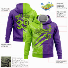 Charger l&#39;image dans la galerie, Custom Stitched Graffiti Pattern Neon Green Purple-Black 3D Scratch Sports Pullover Sweatshirt Hoodie
