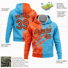 Laden Sie das Bild in den Galerie-Viewer, Custom Stitched Graffiti Pattern Orange Sky Blue-Black 3D Scratch Sports Pullover Sweatshirt Hoodie
