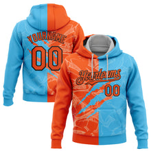 Laden Sie das Bild in den Galerie-Viewer, Custom Stitched Graffiti Pattern Orange Sky Blue-Black 3D Scratch Sports Pullover Sweatshirt Hoodie
