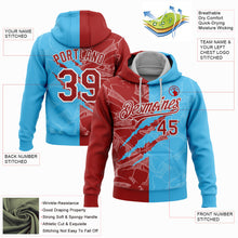 Load image into Gallery viewer, Custom Stitched Graffiti Pattern Red Sky Blue-White 3D Scratch Sports Pullover Sweatshirt Hoodie
