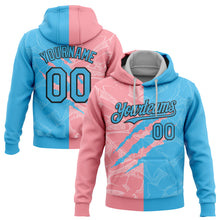 Загрузить изображение в средство просмотра галереи, Custom Stitched Graffiti Pattern Sky Blue Medium Pink-Black 3D Scratch Sports Pullover Sweatshirt Hoodie
