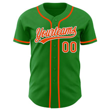 Load image into Gallery viewer, Custom Grass Green Orange-White Authentic Baseball Jersey
