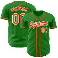 Load image into Gallery viewer, Custom Grass Green Orange-White Authentic Baseball Jersey
