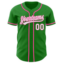 Загрузить изображение в средство просмотра галереи, Custom Grass Green White-Pink Authentic Baseball Jersey
