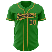 Laden Sie das Bild in den Galerie-Viewer, Custom Grass Green Old Gold-Black Authentic Baseball Jersey
