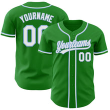 Загрузить изображение в средство просмотра галереи, Custom Grass Green White-Light Blue Authentic Baseball Jersey
