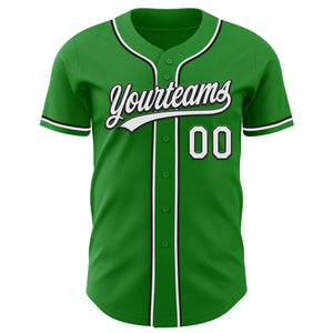 Custom Grass Green White-Black Authentic Baseball Jersey