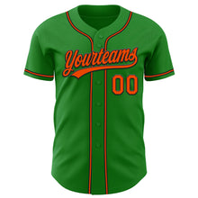 Загрузить изображение в средство просмотра галереи, Custom Grass Green Orange-Black Authentic Baseball Jersey
