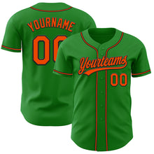 Загрузить изображение в средство просмотра галереи, Custom Grass Green Orange-Black Authentic Baseball Jersey
