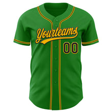 Laden Sie das Bild in den Galerie-Viewer, Custom Grass Green Black-Gold Authentic Baseball Jersey
