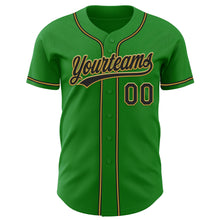 Загрузить изображение в средство просмотра галереи, Custom Grass Green Black-Old Gold Authentic Baseball Jersey
