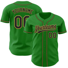 Загрузить изображение в средство просмотра галереи, Custom Grass Green Black-Old Gold Authentic Baseball Jersey
