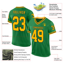 Загрузить изображение в средство просмотра галереи, Custom Grass Green Gold-Black Mesh Authentic Throwback Football Jersey
